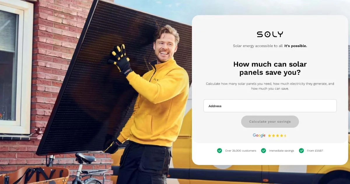 soly's online solar panel configurator screenshot example