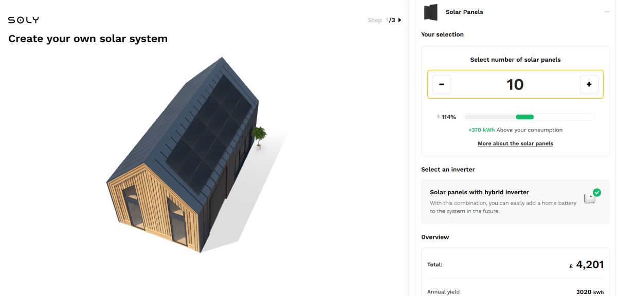 solar panel configurator step 2