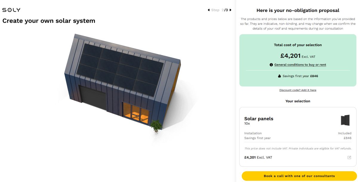 solar panel configurator step 3