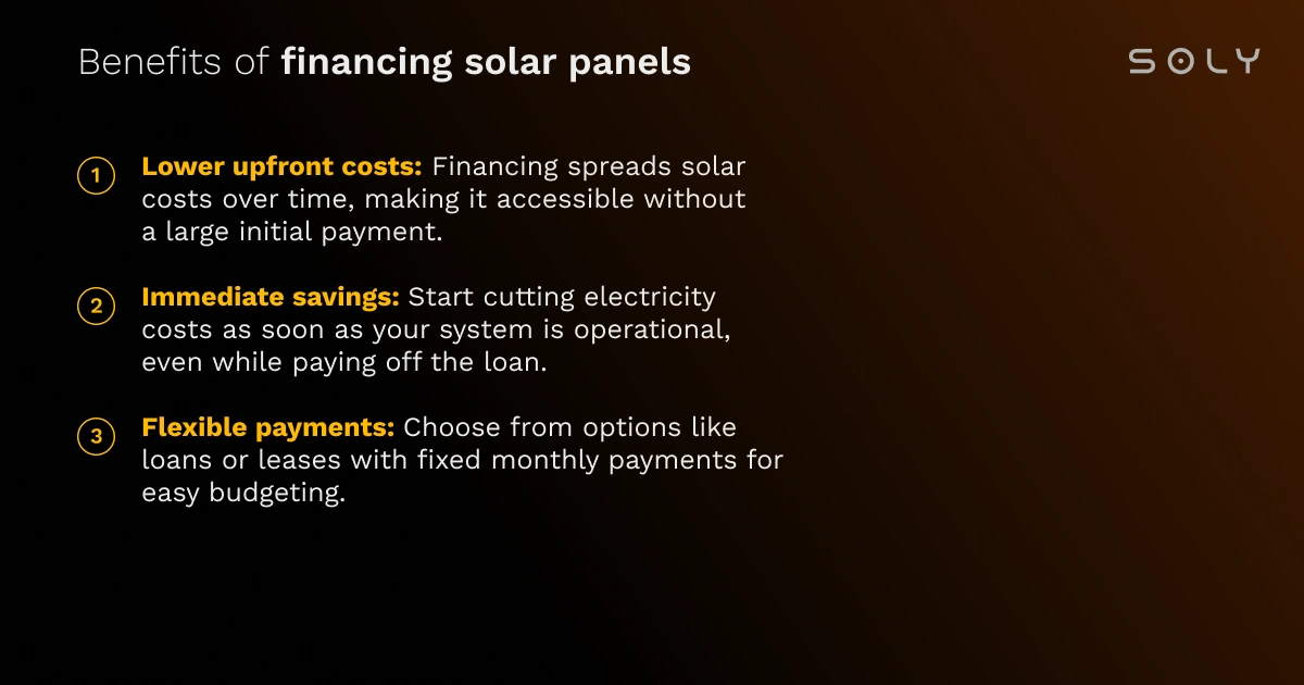 3 solar panel financing benefits